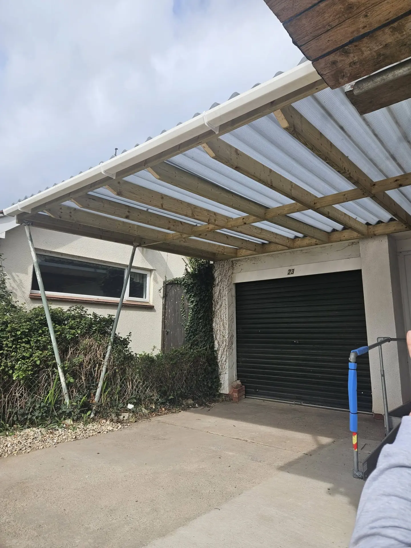 Timber canopy with new guttering